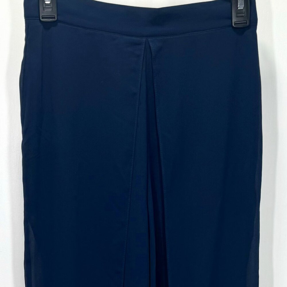 Womens Navy Blue High Waisted Invisible Flowy Casual Pants